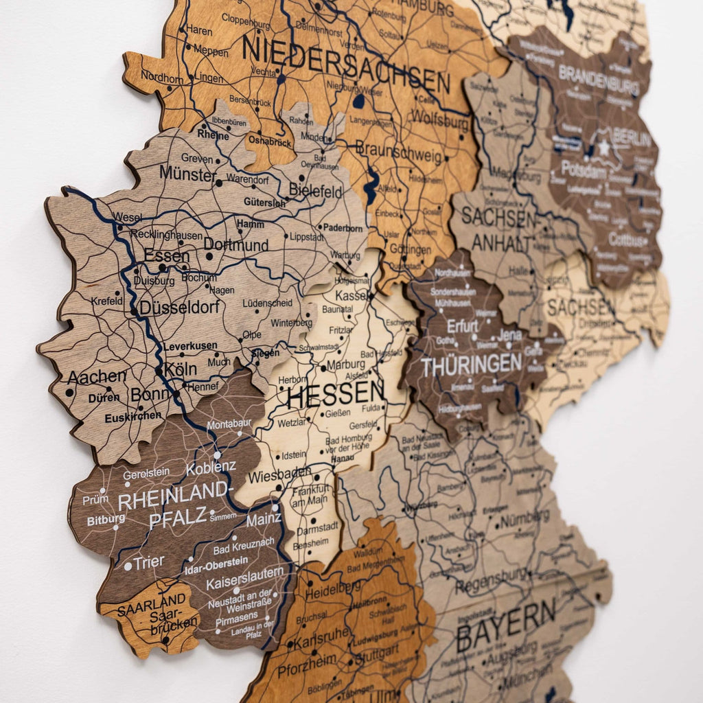 3D Germany Wooden Map Multicolor Enjoy The Wood