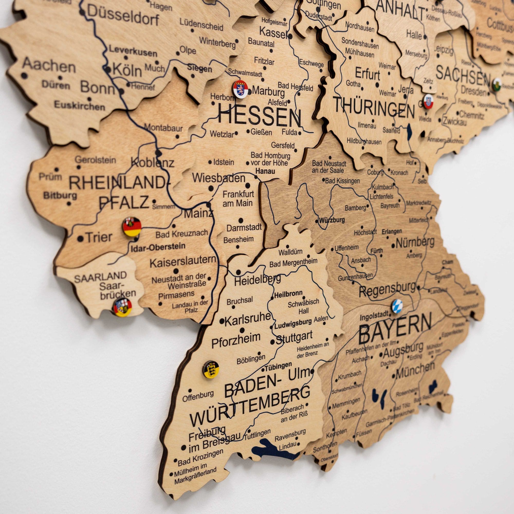 3D Germany Wooden Map Gold - SJB-DIAMOND ELITES