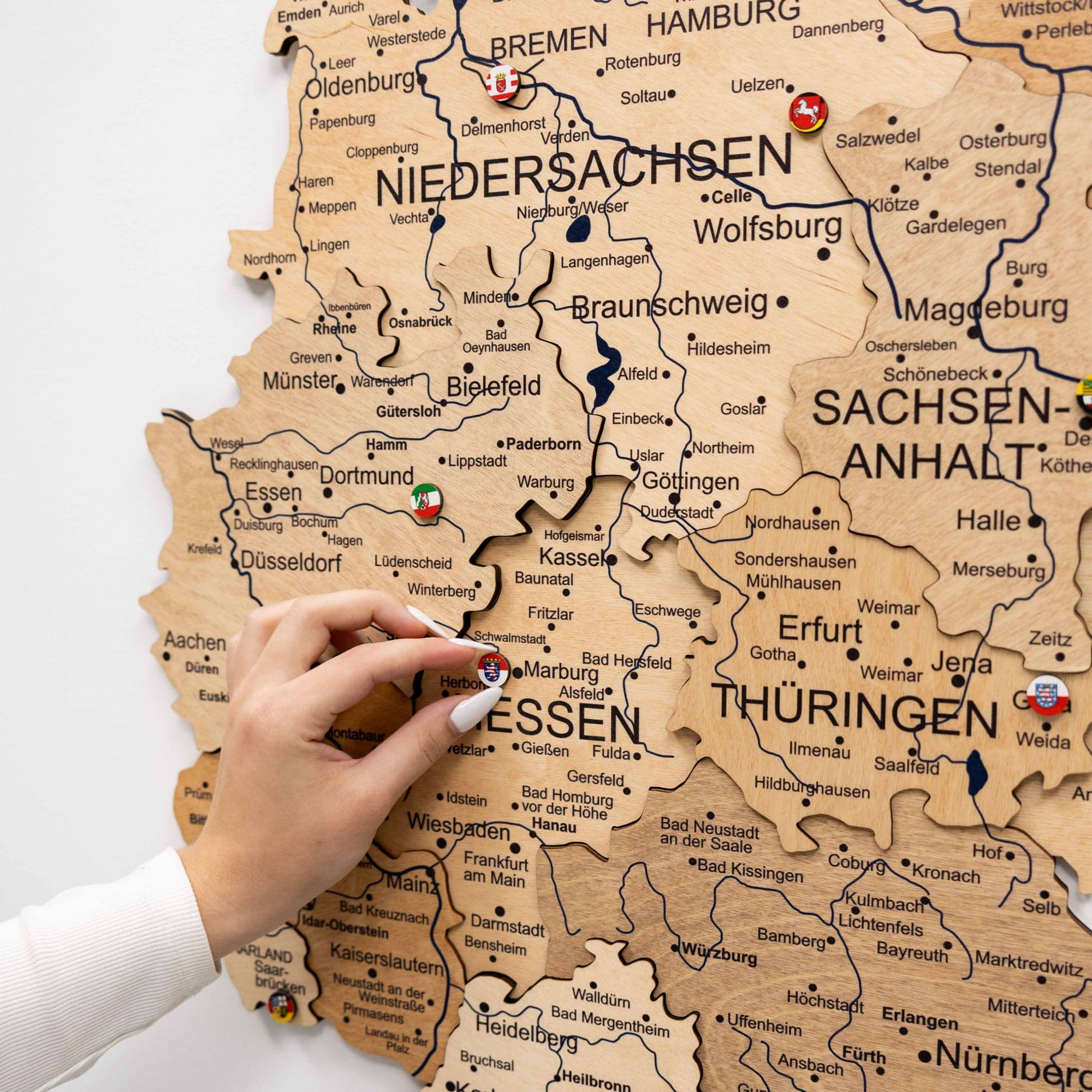 3D Germany Wooden Map Gold - SJB-DIAMOND ELITES