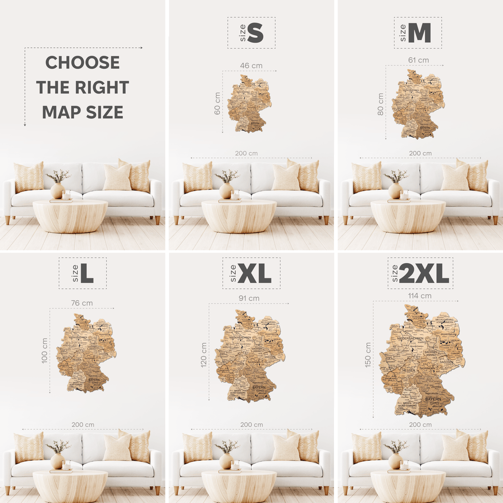 3D Germany Wooden Map Gold - SJB-DIAMOND ELITES