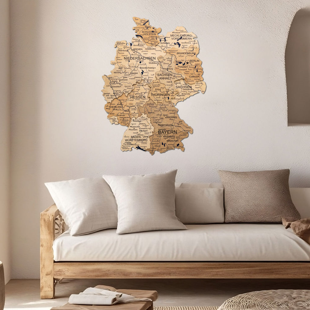 3D Germany Wooden Map Gold - SJB-DIAMOND ELITES
