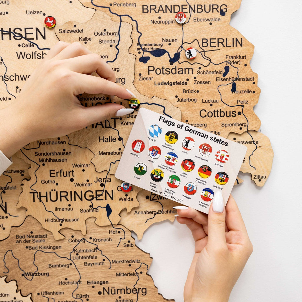 3D Germany Wooden Map Gold - SJB-DIAMOND ELITES