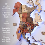 3D LED Wooden World Map 3.0 Fusion - SJB-DIAMOND ELITES