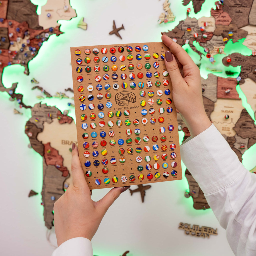 3D LED Wooden World Map 3.0 Fusion - SJB-DIAMOND ELITES