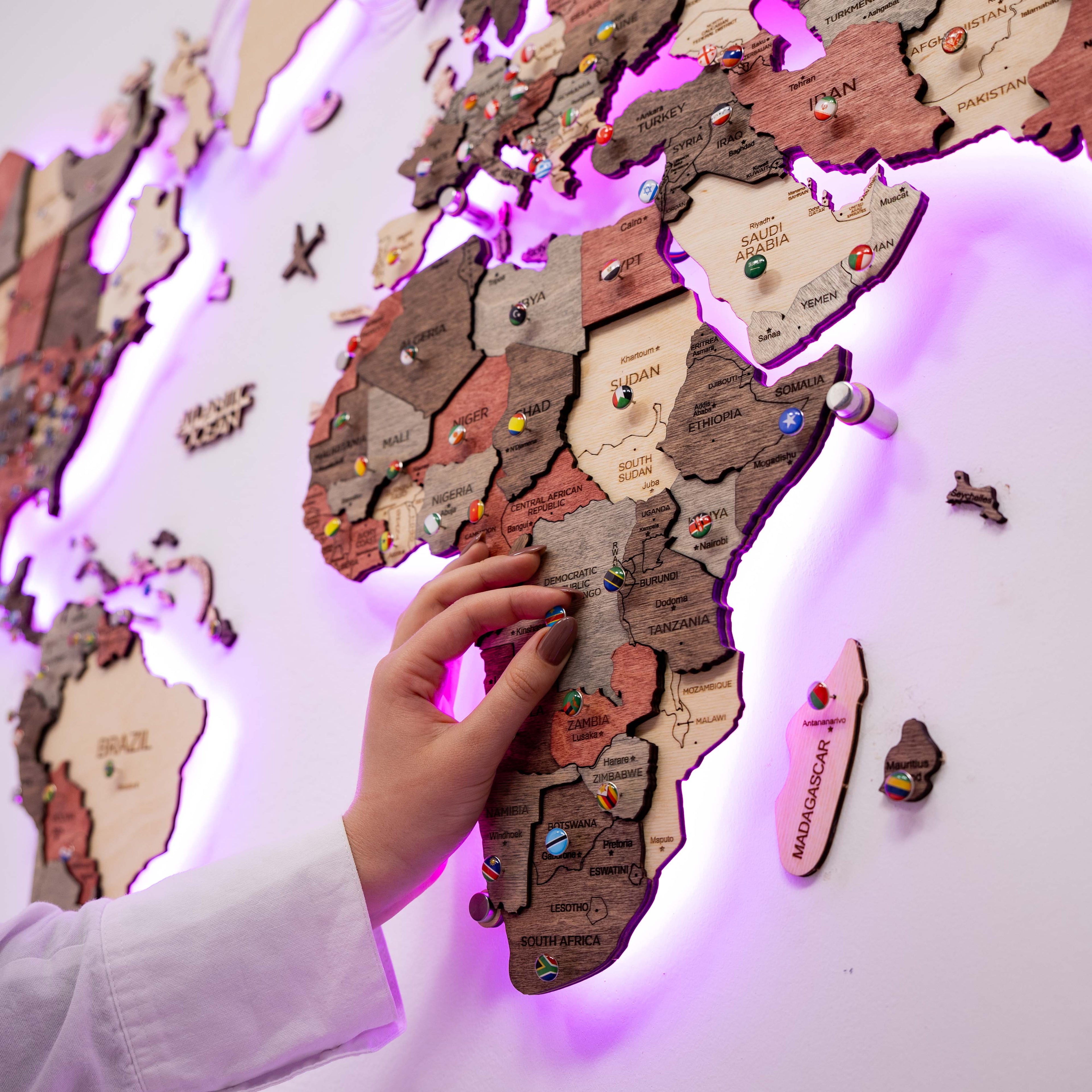 3D LED Wooden World Map 3.0 Fusion - SJB-DIAMOND ELITES