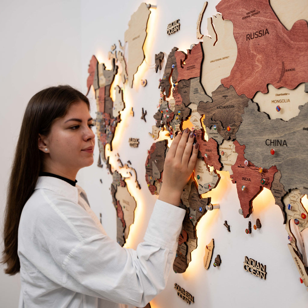 3D LED Wooden World Map 3.0 Fusion - SJB-DIAMOND ELITES