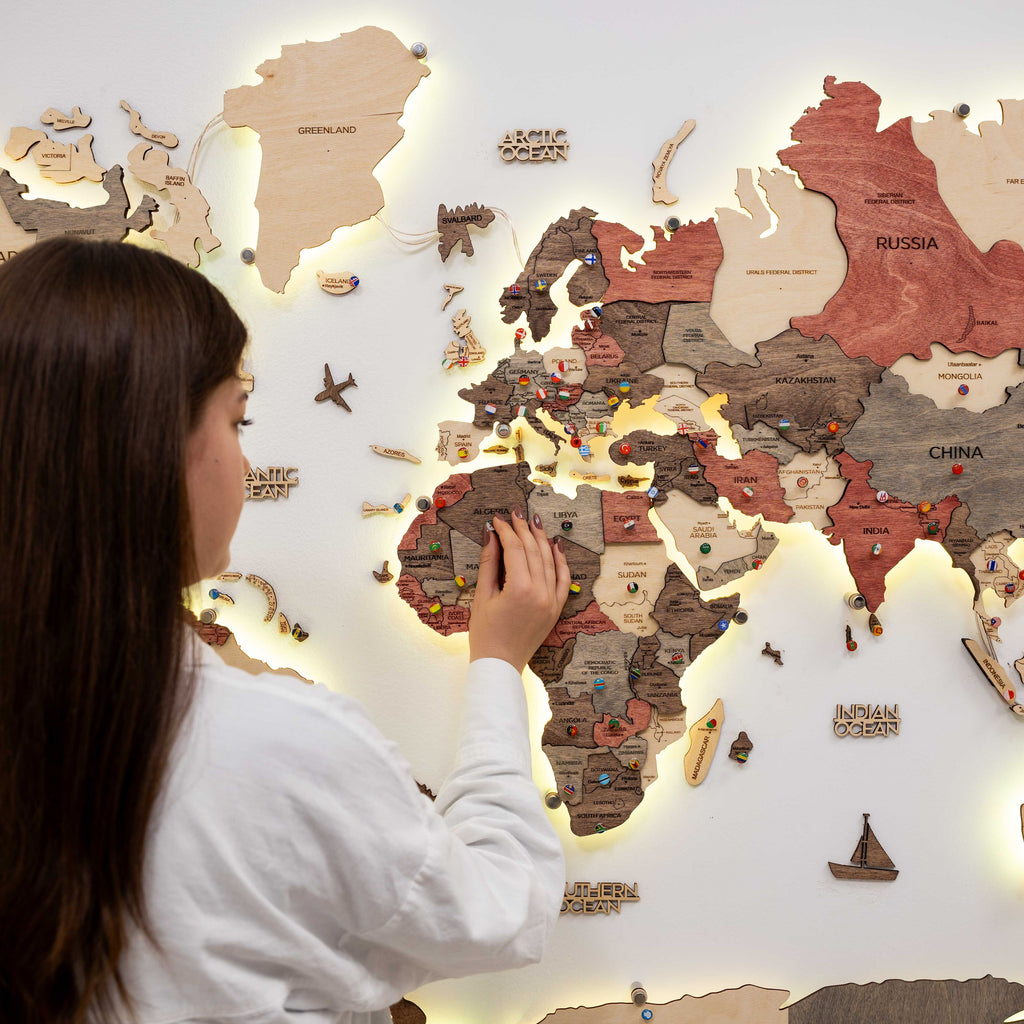 3D LED Wooden World Map 3.0 Fusion - SJB-DIAMOND ELITES