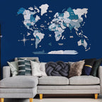 3D Luminous/Magnetic Colored Wooden World Map Aqua Enjoy The Wood