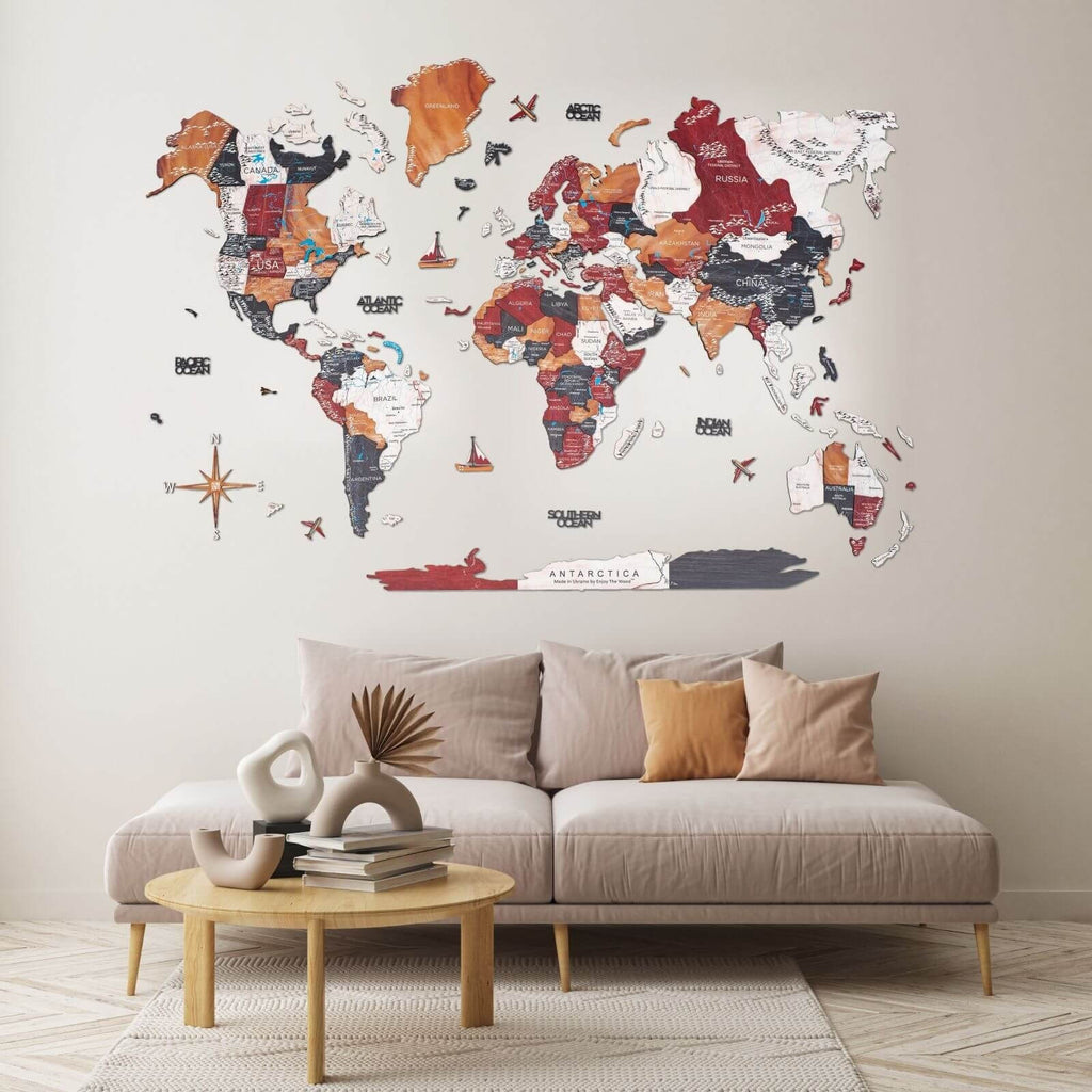 3D Wooden World Map Onyx - SJB-DIAMOND ELITES