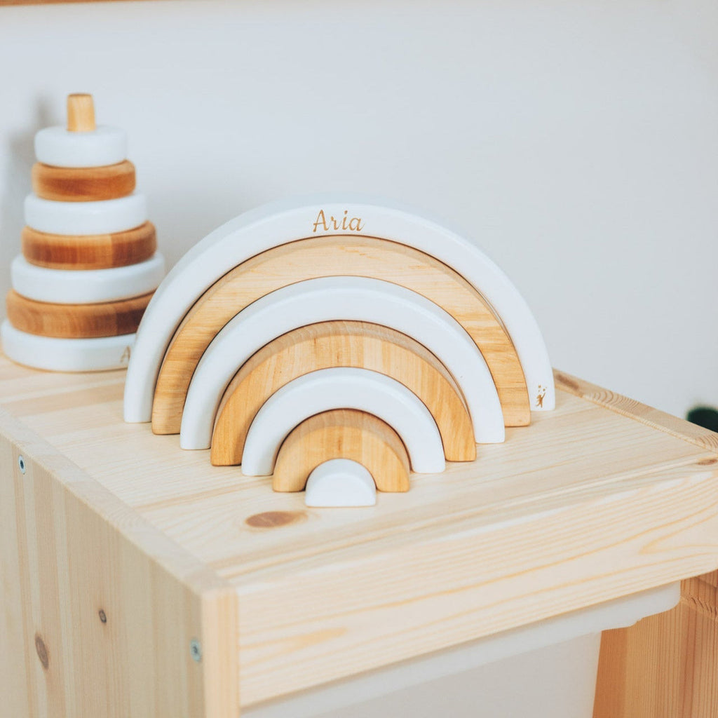 Wood & White Rainbow Stacker - SJB-DIAMOND ELITES