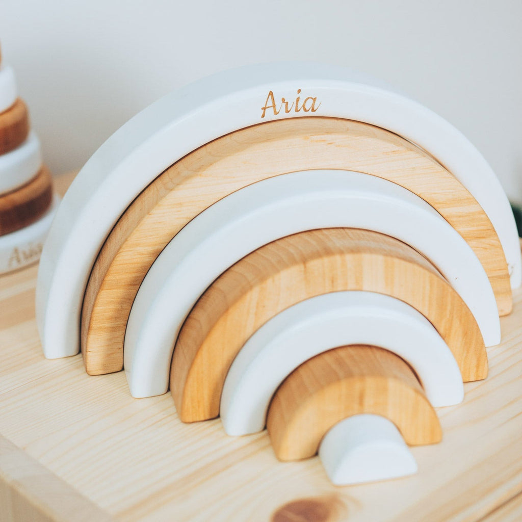 Wood & White Rainbow Stacker - SJB-DIAMOND ELITES