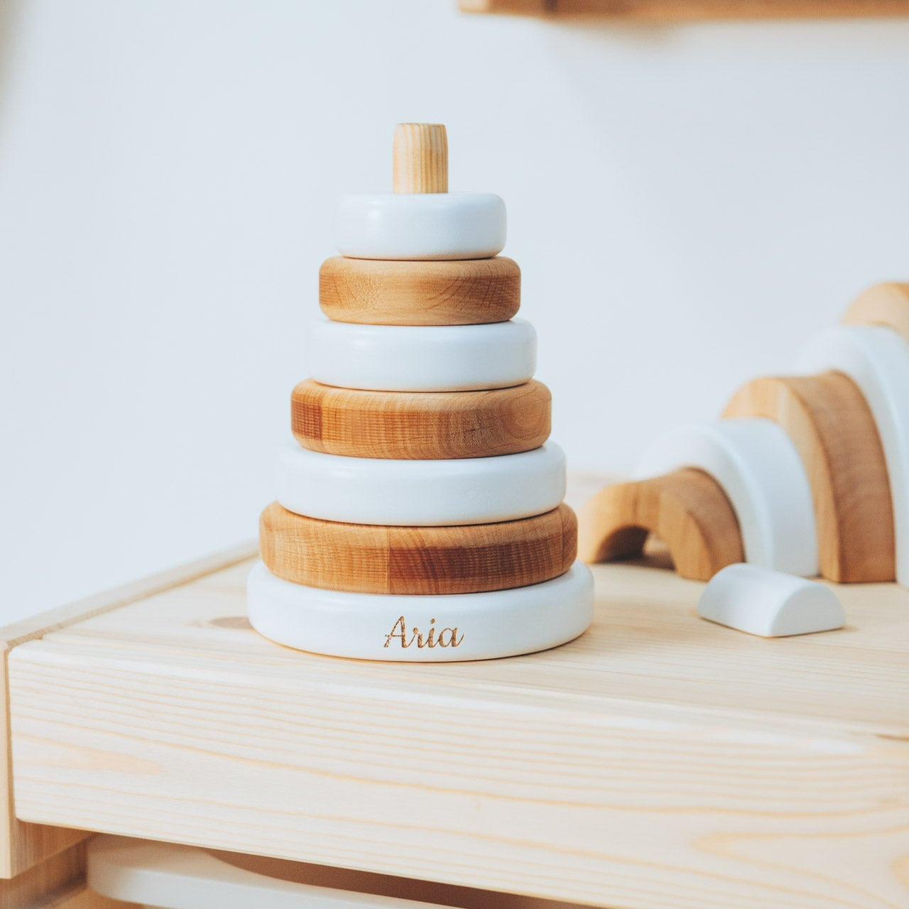 Wood & White Ring Stacker - SJB-DIAMOND ELITES