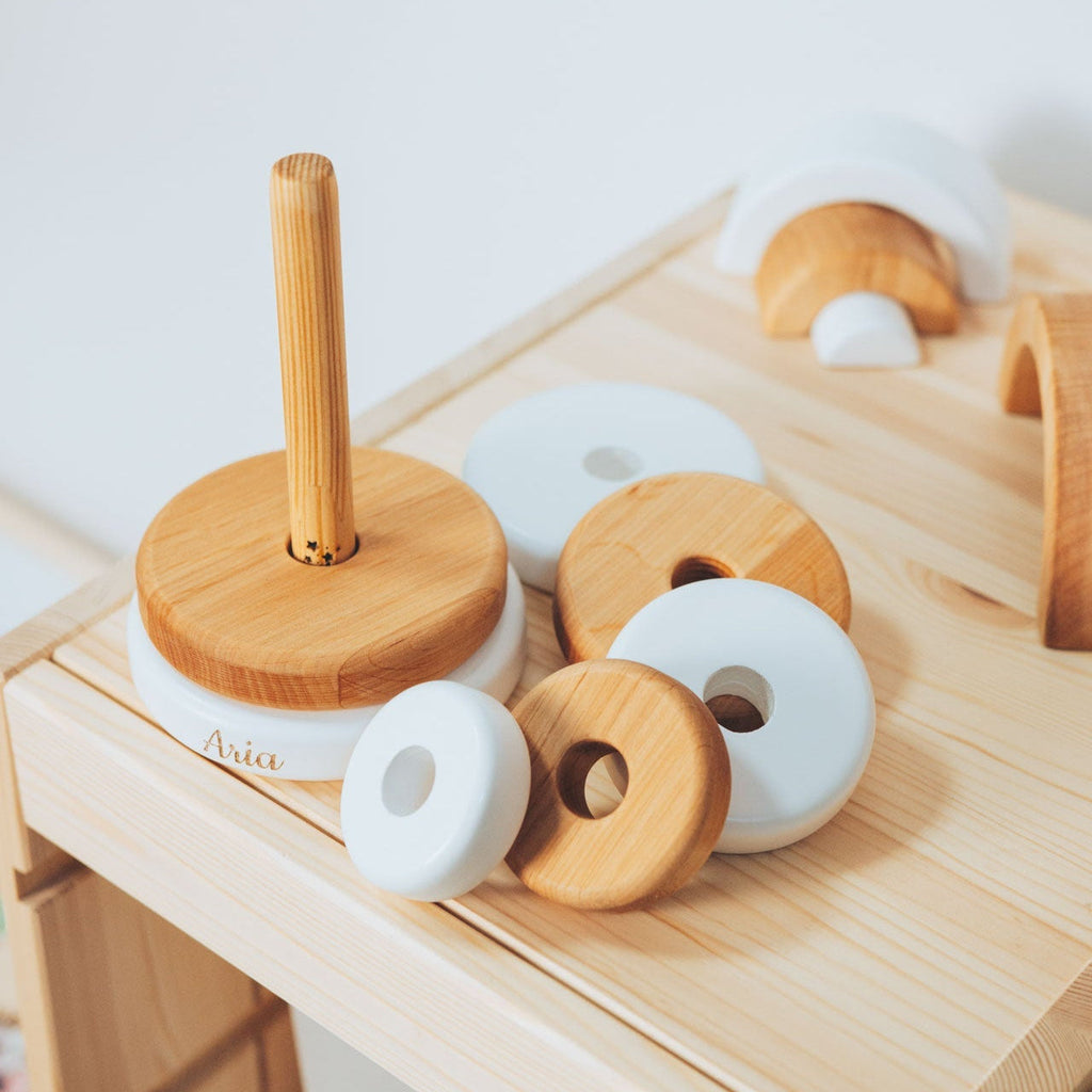 Wood & White Ring Stacker - SJB-DIAMOND ELITES
