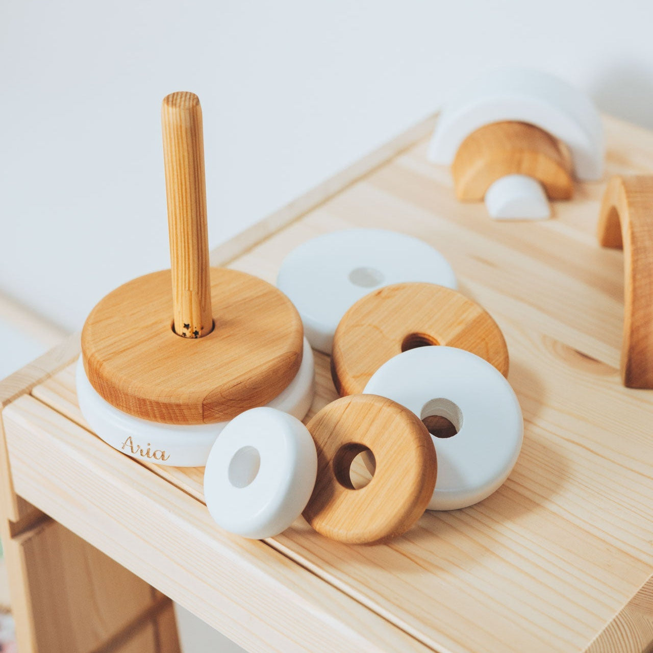 Wood & White Ring Stacker - SJB-DIAMOND ELITES