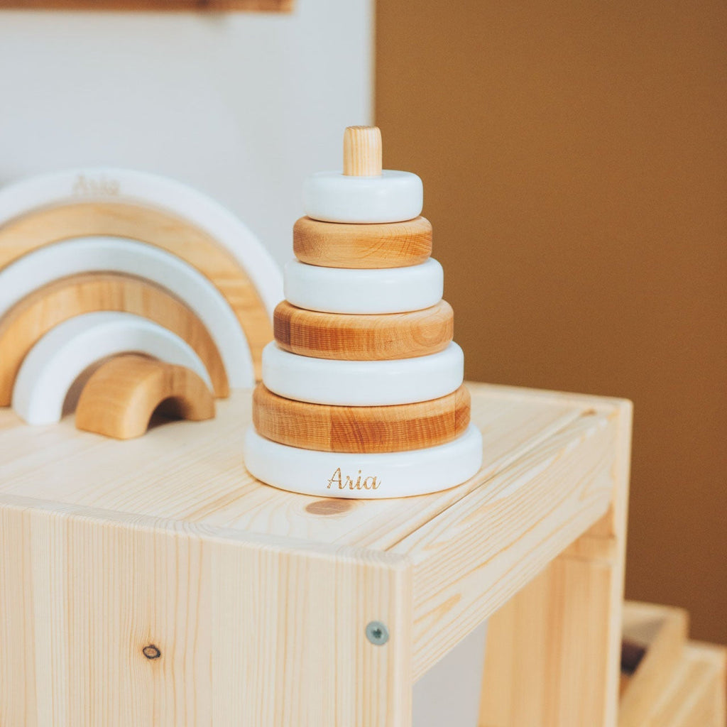 Wood & White Ring Stacker - SJB-DIAMOND ELITES