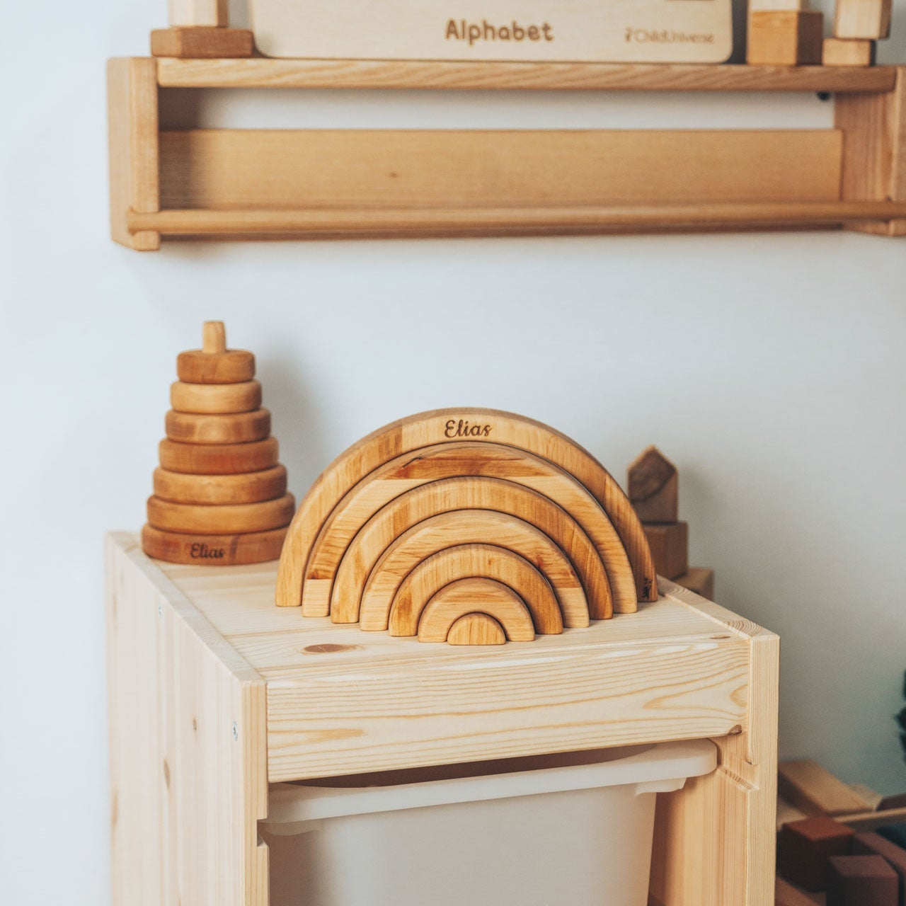 Natural Wood Rainbow Stacker - SJB-DIAMOND ELITES
