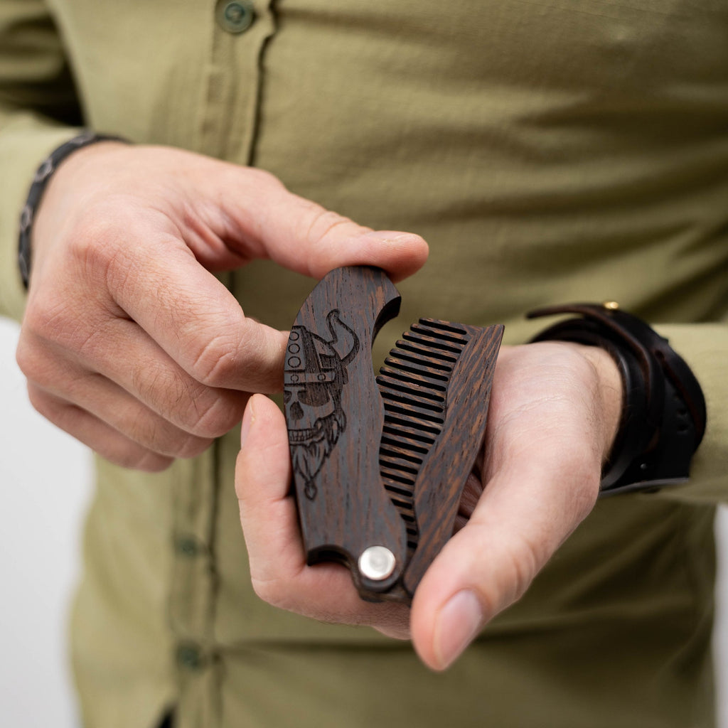 Wooden Beard Comb – Viking Design - SJB-DIAMOND ELITES
