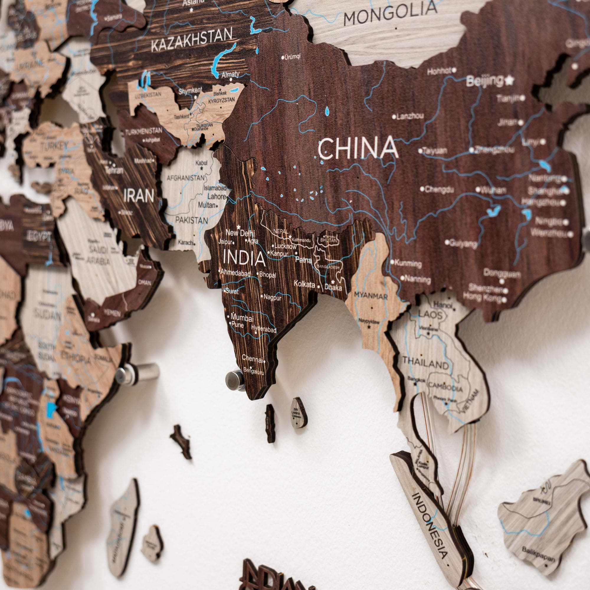 3D LED / LUMINOUS Wooden World Map 3.0 Cappuccino - SJB-DIAMOND ELITES