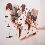 3D LED / LUMINOUS Wooden World Map 3.0 Cappuccino - SJB-DIAMOND ELITES