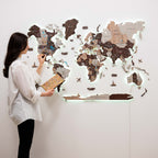 3D LED / LUMINOUS Wooden World Map 3.0 Cappuccino - SJB-DIAMOND ELITES