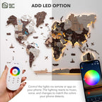 3D LED / LUMINOUS Wooden World Map 3.0 Cappuccino - SJB-DIAMOND ELITES