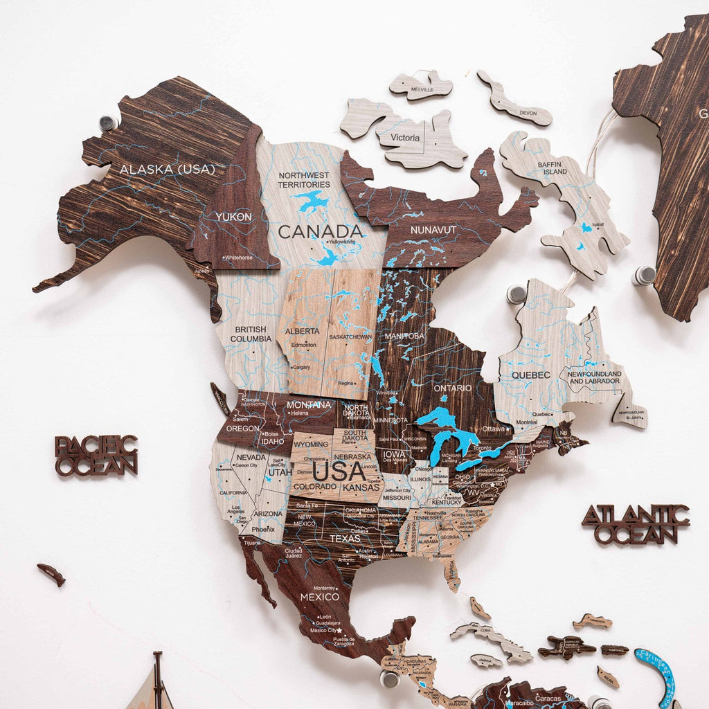 3D LED / LUMINOUS Wooden World Map 3.0 Cappuccino - SJB-DIAMOND ELITES