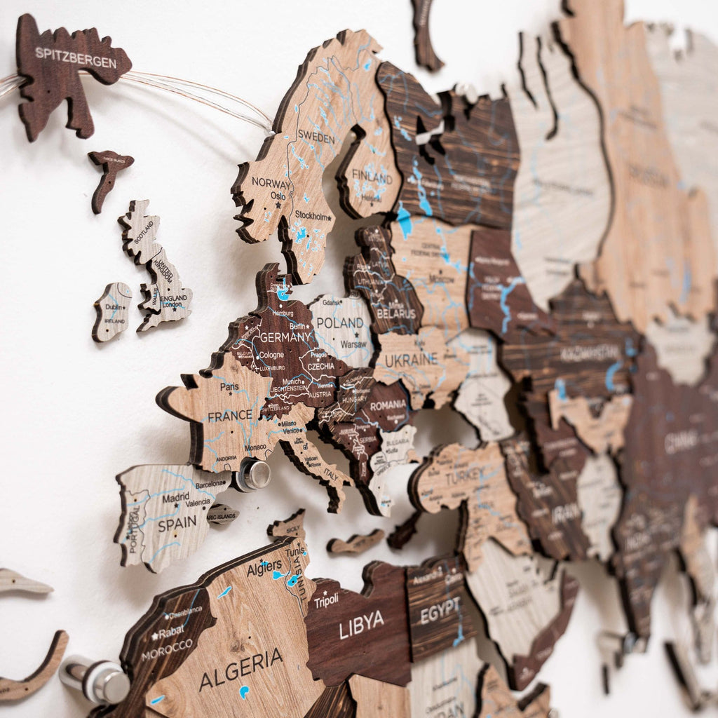 3D LED / LUMINOUS Wooden World Map 3.0 Cappuccino - SJB-DIAMOND ELITES