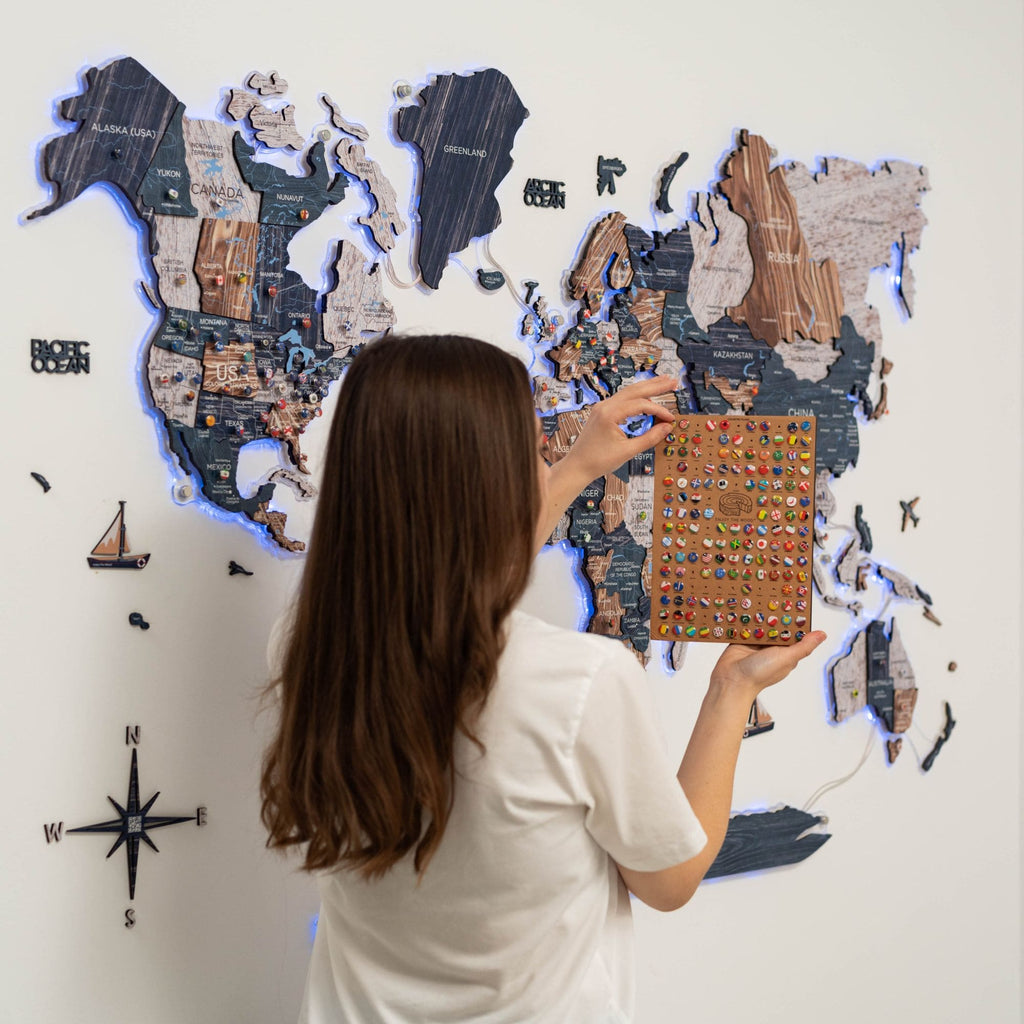 3D LUMINOUS LED Wooden World Map 2.0 Mystery - SJB-DIAMOND ELITES