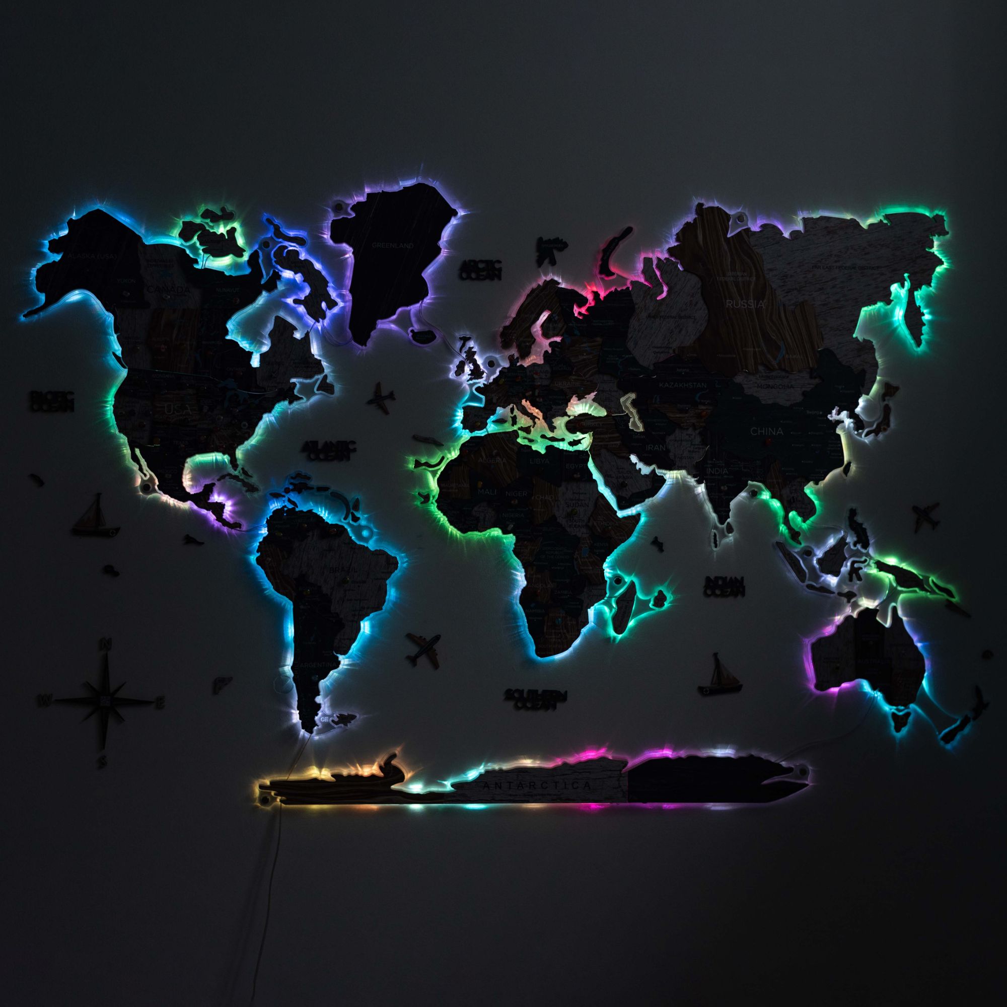 3D LUMINOUS LED Wooden World Map 2.0 Mystery - SJB-DIAMOND ELITES
