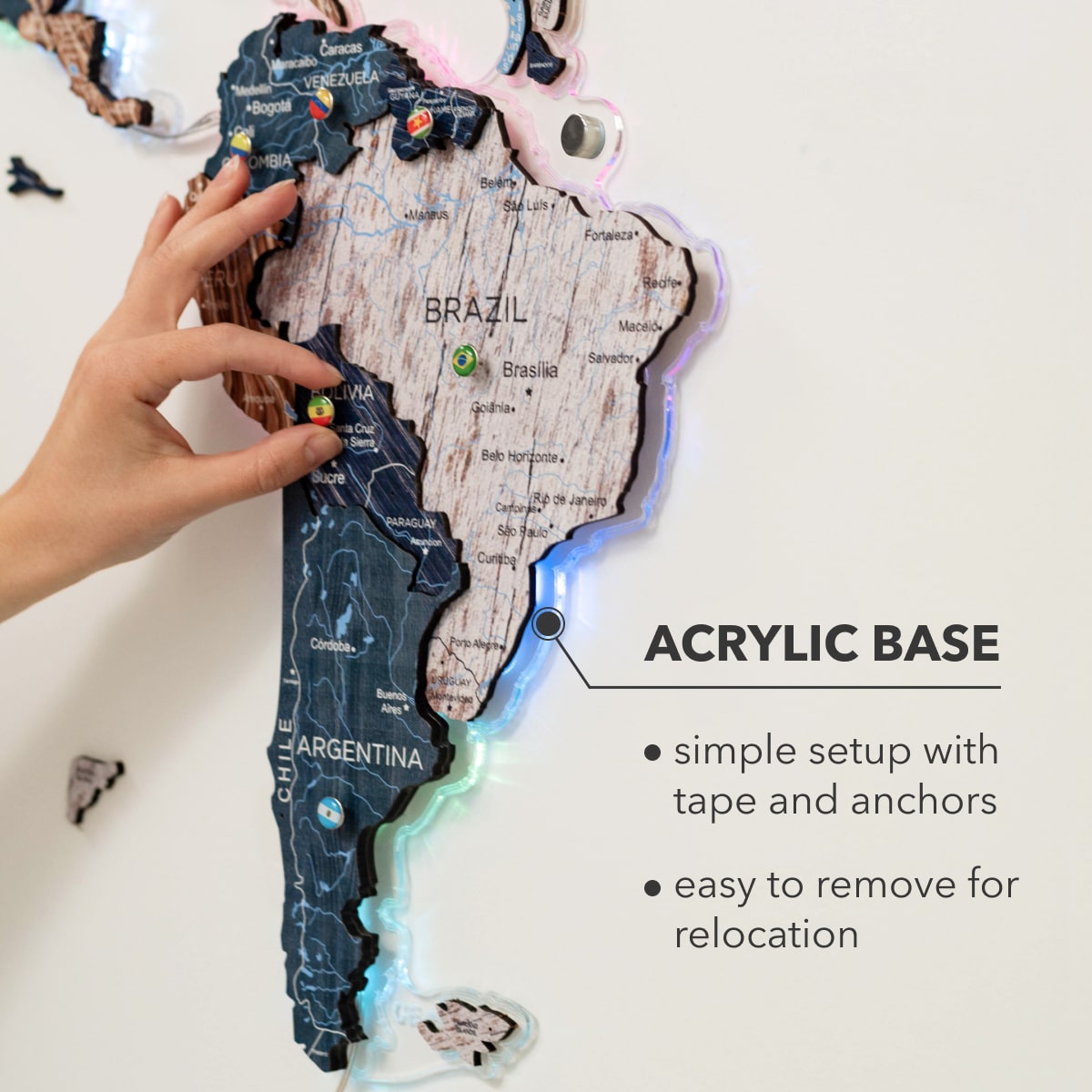 3D LUMINOUS LED Wooden World Map 2.0 Mystery - SJB-DIAMOND ELITES