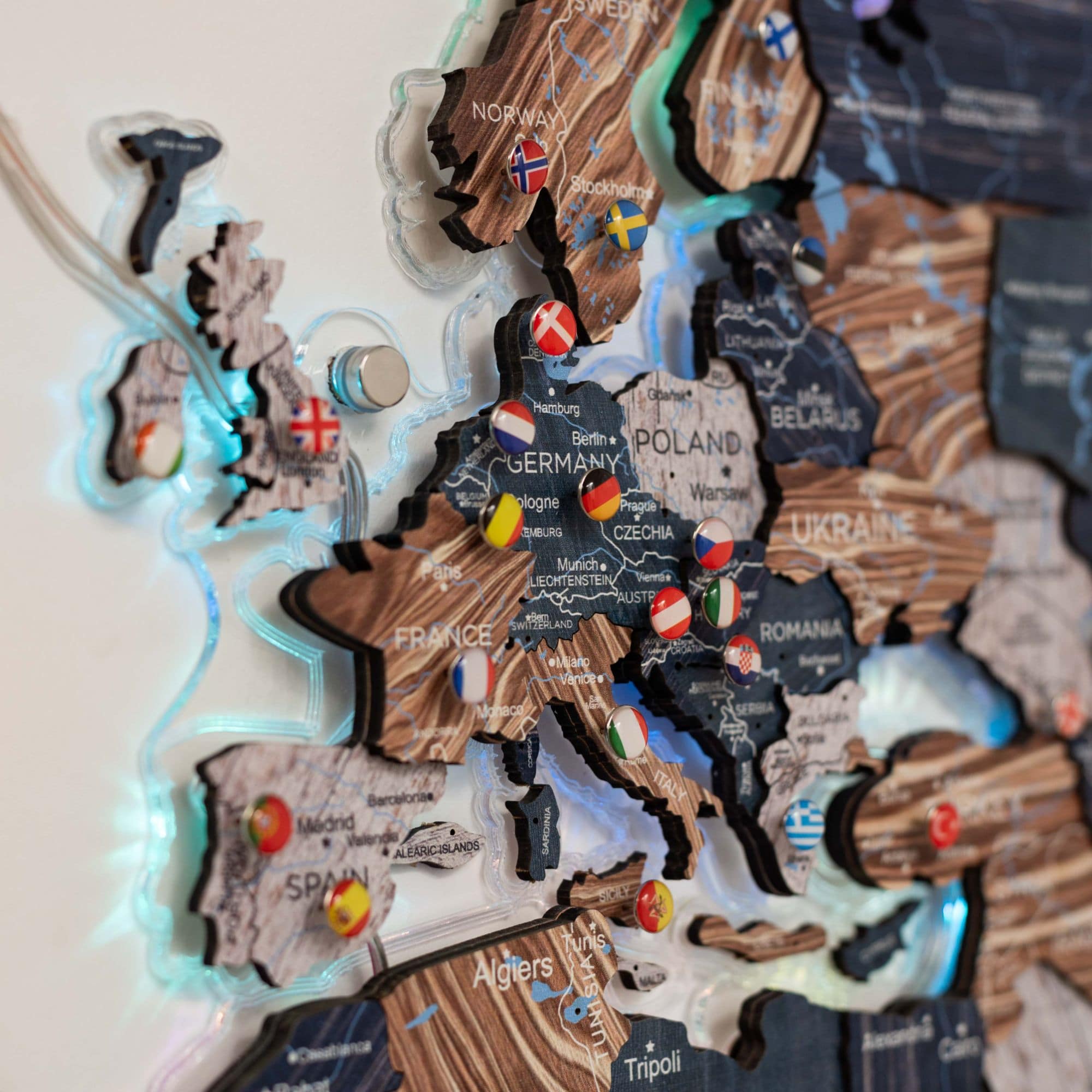 3D LUMINOUS LED Wooden World Map 2.0 Mystery - SJB-DIAMOND ELITES