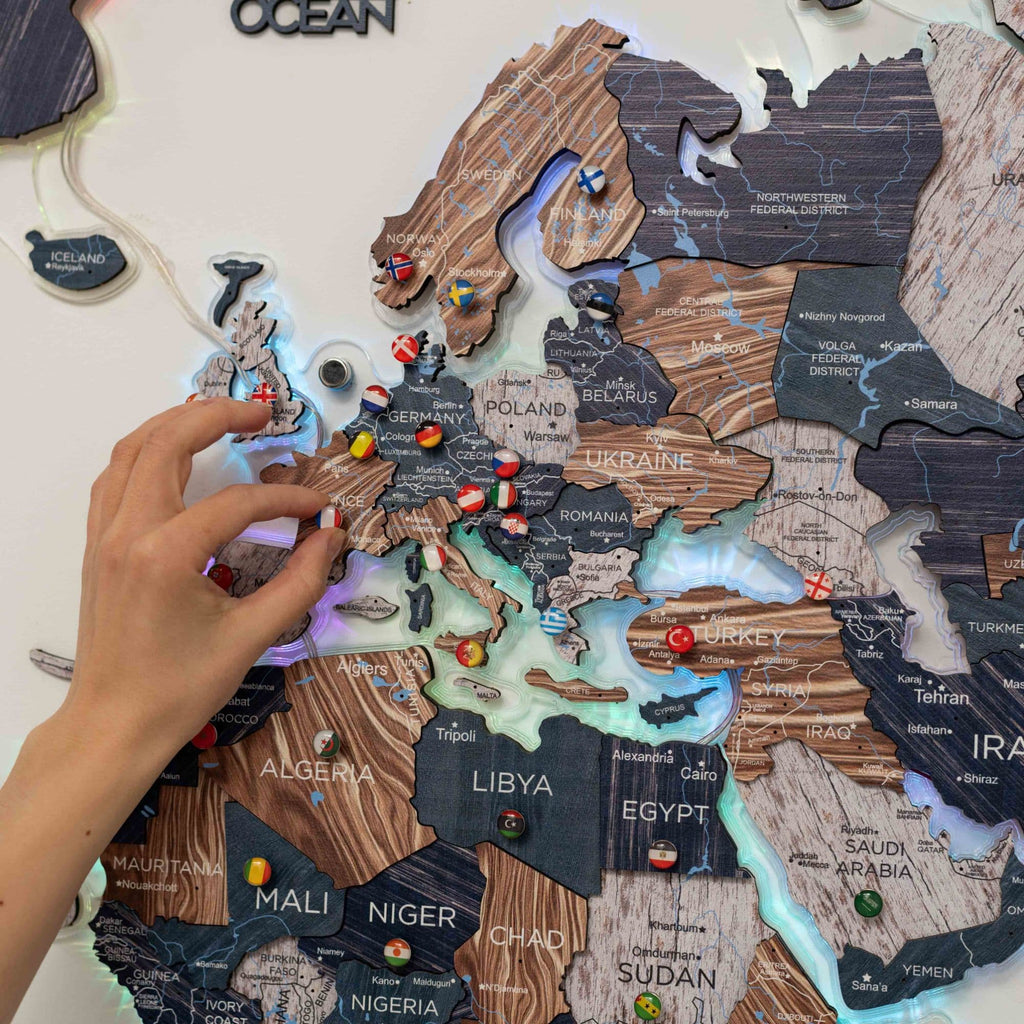 3D LUMINOUS LED Wooden World Map 2.0 Mystery - SJB-DIAMOND ELITES