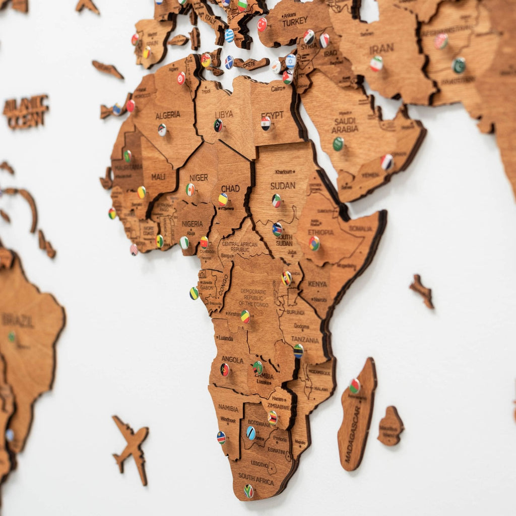 3D Wooden World Map Oak Enjoy The Wood