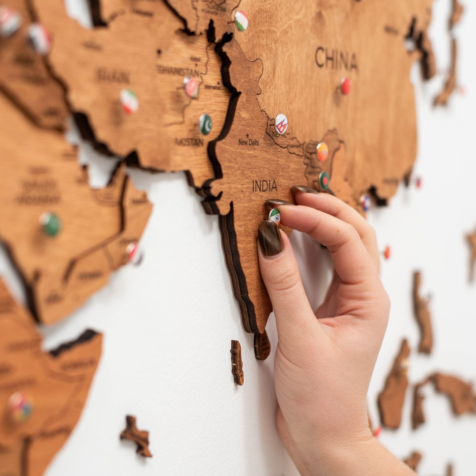3D Wooden World Map Oak Enjoy The Wood