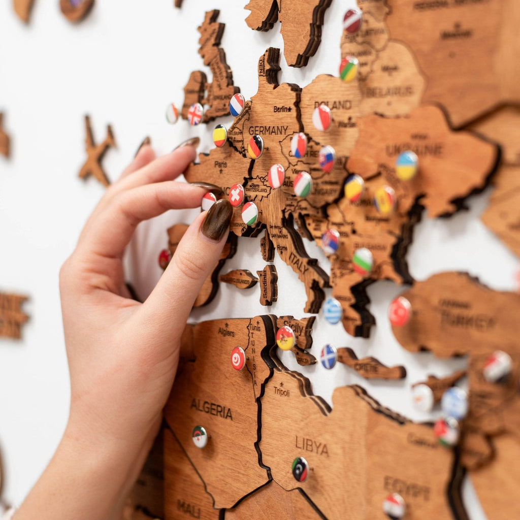 3D Wooden World Map Oak Enjoy The Wood