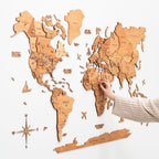 3D Wooden World Map Oak Enjoy The Wood