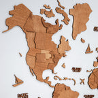 3D Wooden World Map Oak Enjoy The Wood