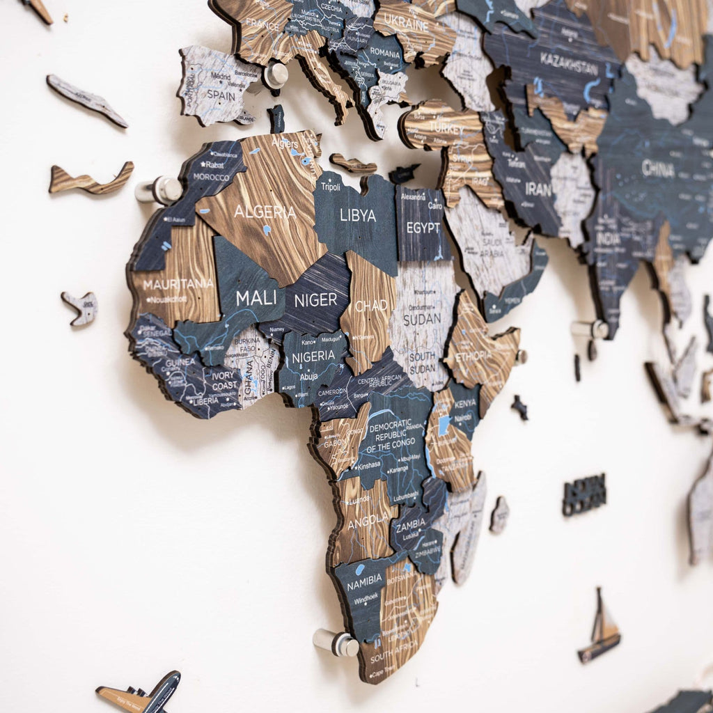3D LED / LUMINOUS Wooden World Map 3.0 Mystery - SJB-DIAMOND ELITES