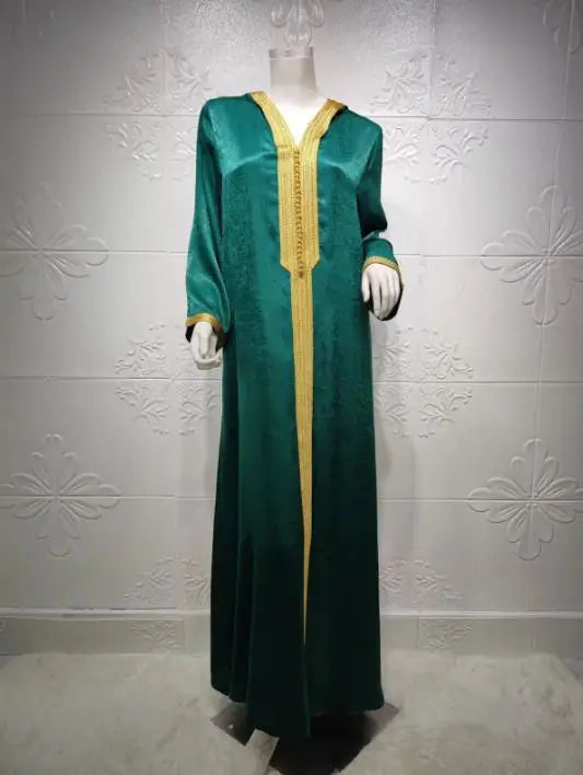 Cross-border Middle East Dubai Champagne Hooded Lace Suede Gown Robe Women In Stock Pi-Mart