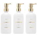 HOMCDALY Shampoo and Conditioner Dispenser 21oz 3-Pack Refillable Shampoo and Conditioner Bottles Shampoo Container Empty Shampoo Pump Bottle Shampoo Pump Dispenser（21oz-White&Gold） Lootquake LLC