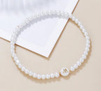 Dainty Faux Pearl Bead Initial Bracelet for Women Pi-Mart