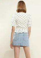 Women's Triangle Print Puff Sleeve Blouse in White triangle | Femstylo - SJB-DIAMOND ELITES