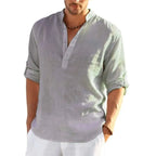 Men's Linen Long Sleeve Shirt Pi-Mart