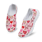 Bigcardesigns Valentine Love Dog Shoes for Womens Walking Shoes Pink Slip-on Sneakers Mesh Running Shoes Athletic Workout Shoes Woman Tennis Shoes Valentine Sneakers Pi-Mart