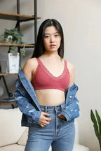 Lace Trim Padded Bralette - Comfortable Everyday Bra | Femstylo