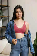 Lace Trim Padded Bralette - Comfortable Everyday Bra | Femstylo