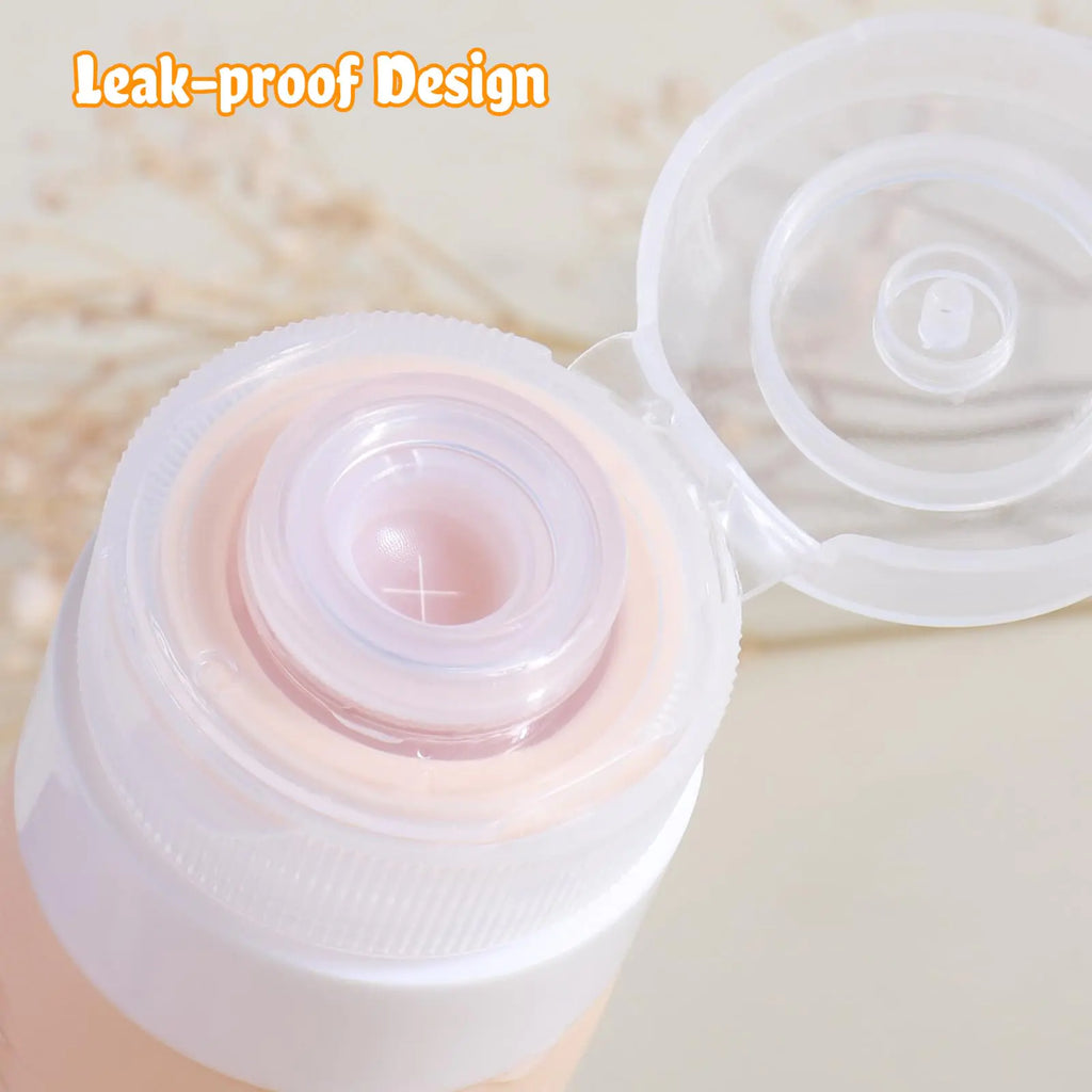 GLAMFIELDS TSA Approved Travel Bottles for Toiletries, 3oz Size Leak Proof Silicone Containers for Shampoo, Conditioner,Easy to Squeeze and Portable, Essentials for Traveling (4 Pack) Apricot Pi-Mart