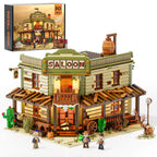 FUNWHOLE Western-Saloon Lighting Building-Bricks Set - The Old West Saloon LED Light Construction Building Model Set 2026 Pcs for Adults and Teen Pi-Mart