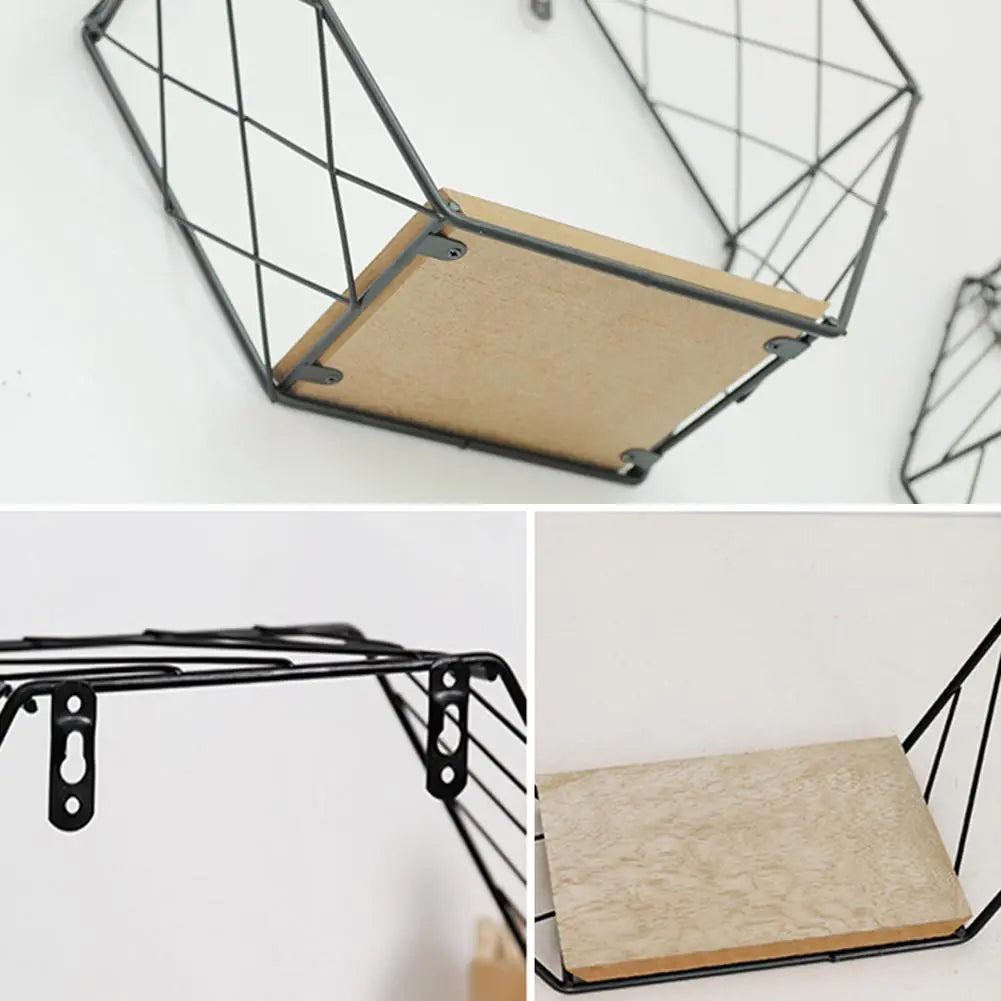 Minimalist Hexagonal Iron Wall Shelf for Decoration Lootquake LLC