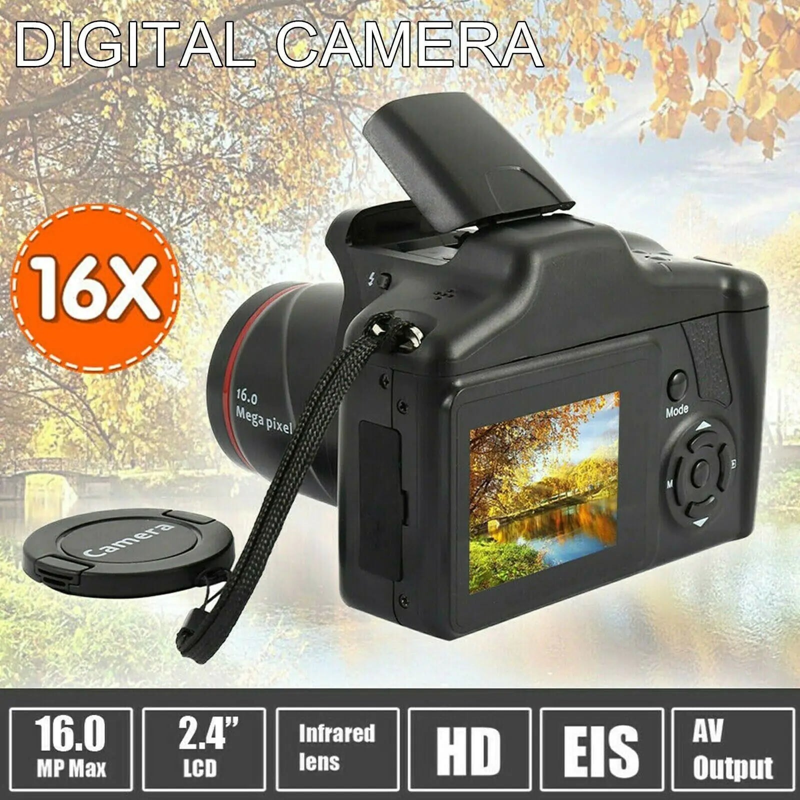 Digital Camera 3.0 Inch TFT LCD Screen 16X Zoom HD 16MP 1080P Anti-Shake Mic US Pi-Mart